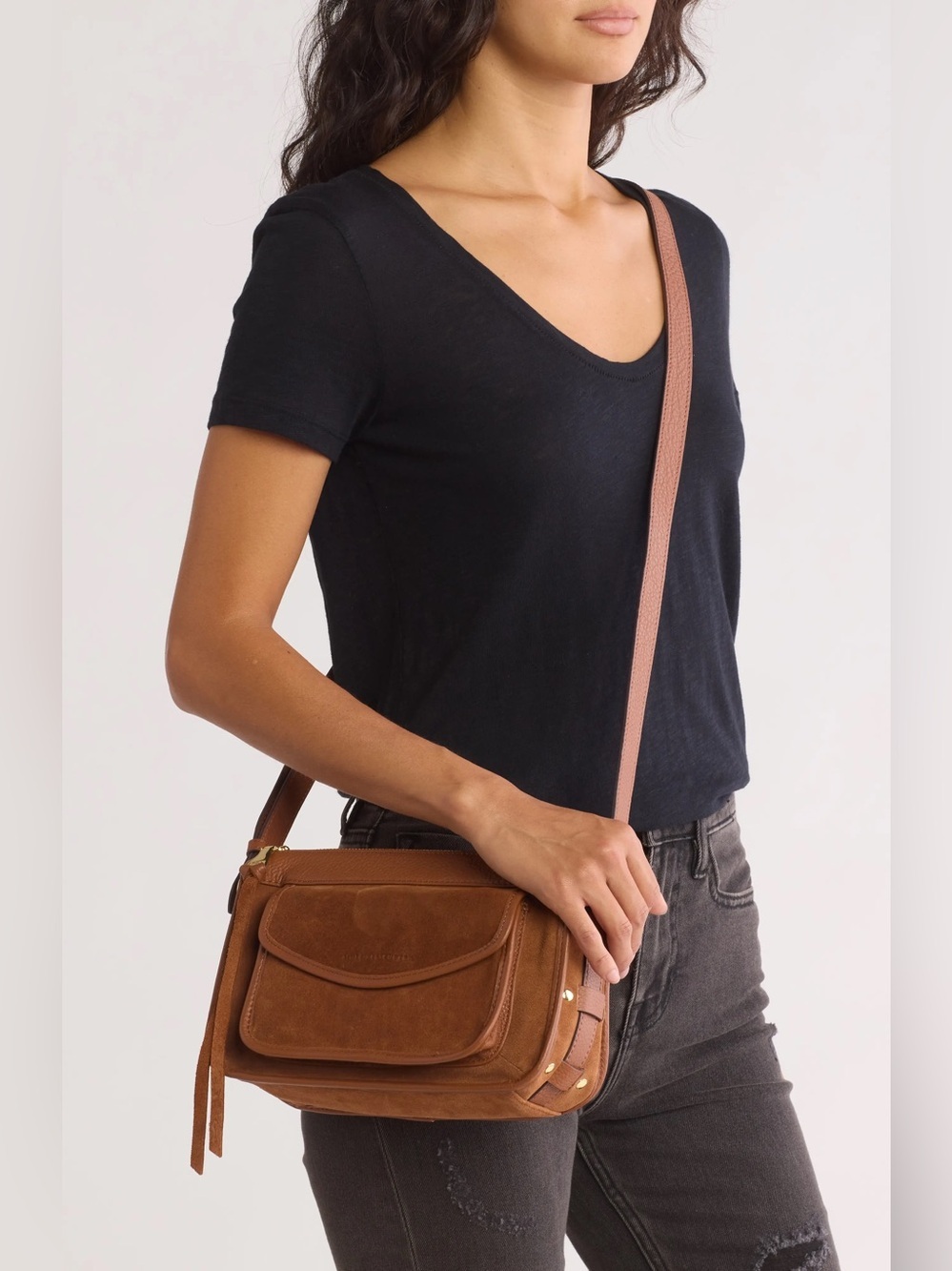 Aimee Kestenberg Brown Leather Suede Crossbody Bag